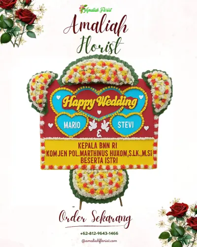Karangan Papan Bunga Pernikahan di Mepro Hall Bandung